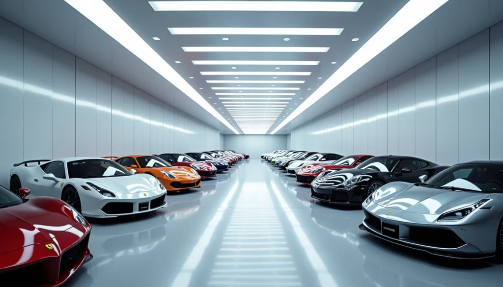 Underground supercar garage representing the Sultan of Brunei&rsquo;s massive car collection